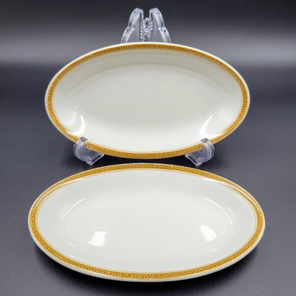 Vintage Maddock Oval Plate Restaurant Ware Gold Greek Key Ultra Vitrified Englan - Picture 1 of 9